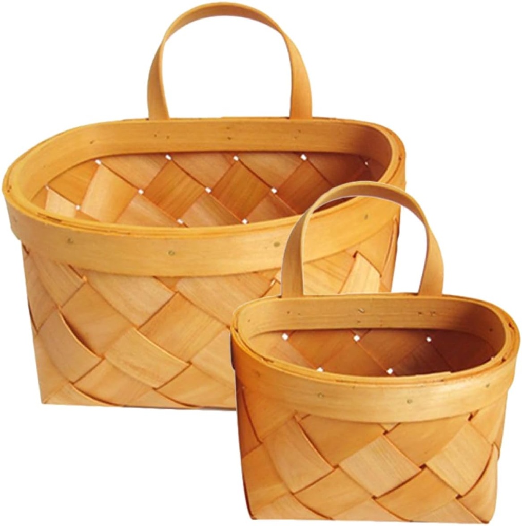 PRETYZOOM 2pcs Woven Wall Hanging Baskets Greenery Wall Decor Hanging Baskets for Organizing Rustic Kitchen Storage