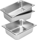 3 Pack 1/2 Size Stainless Steel Steam Pan, 4 Inch Deep Half Size Steam Pan, 1/2 Size Stainless Steel Hotel Steam Pans for Steam Table, Catering, Home Kitchen & Dining