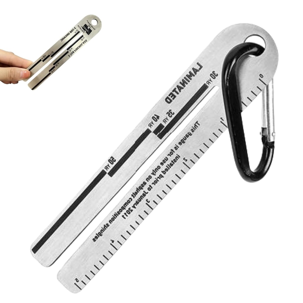 4/09 Shingle Gauge Roof Pitch Measuring Tool with Carabiner for Measures and Analyze The Thickness