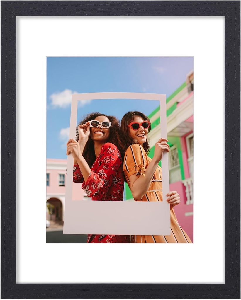 Vittanly 11x14 Picture Frame, Display Pictures 8x10 with Mat or 11x14 without Mat, Photo Frame for Wall Mounting, Black, 1 Pack