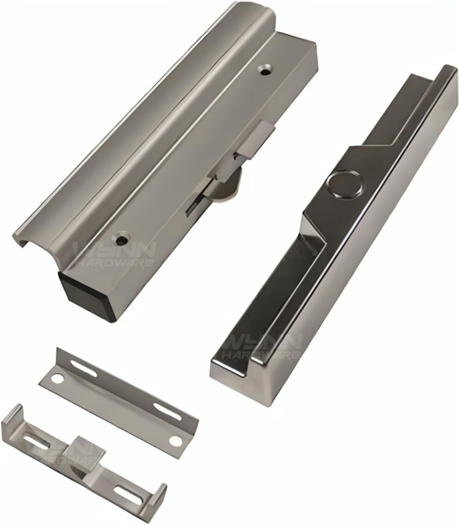 Sliding Patio Glass Door Aluminum Silver Finish Handle Set Replacement with 4-15/16" Hole Spacing - Interior and Exterior Pull Handles with Screws - Fix and Repair Door Hardware