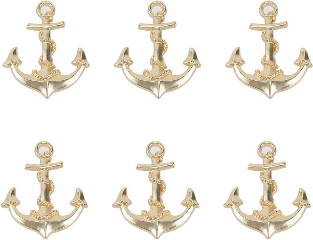 6Pcs Anchor Drawer Knobs, Decorative Metal Acorn Shape Knobs Zinc Alloy Pull Handle for Door Cabinet Drawer, Antique Dresser Knobs Home Furniture Handle (Gold)