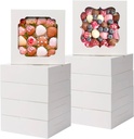 TOMNK 60pcs Cookie Boxes, 8x8x2.5 Inches Bakery Boxes with 2 Style Windows for Chocolate Strawberries, Pie, Pastry, Dessert, Cake