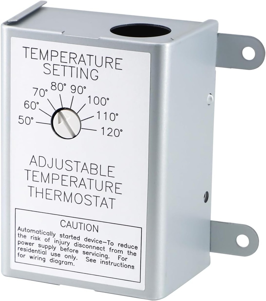 Criditpid 58033 Single Speed Adjustable Thermostat for Lomanco F0510B2944, F0510B2497, 35407, Broan 97009317 Power Vent Attic Fan Motor.