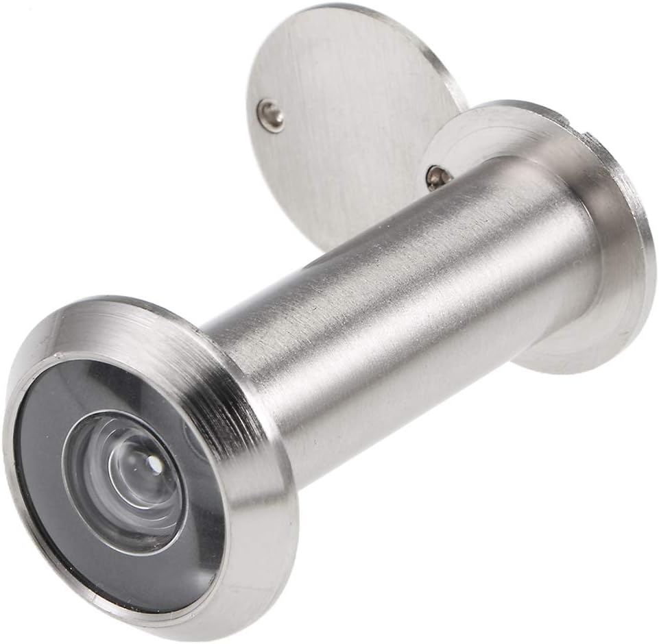 uxcell Door Viewer, Solid Brass 220-degree Door Viewer Peephole with Cover for 2-1/4 to 3-1/2 Inch Thick Door, Brushed Satin Chrome Finish