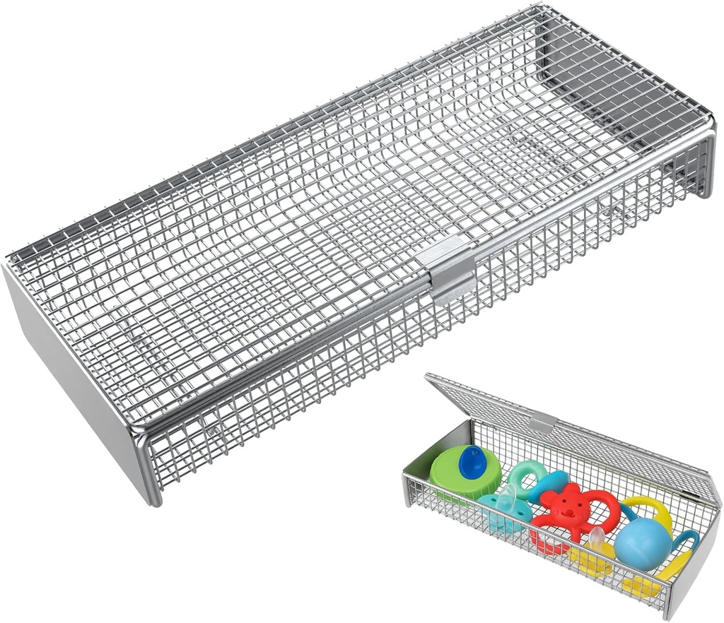 Dishwasher Basket for Small Items, 304 Stainless Steel Dishwasher Basket, Bottle Parts, Scoops, Forks, Chopsticks Cleaning (Silver)