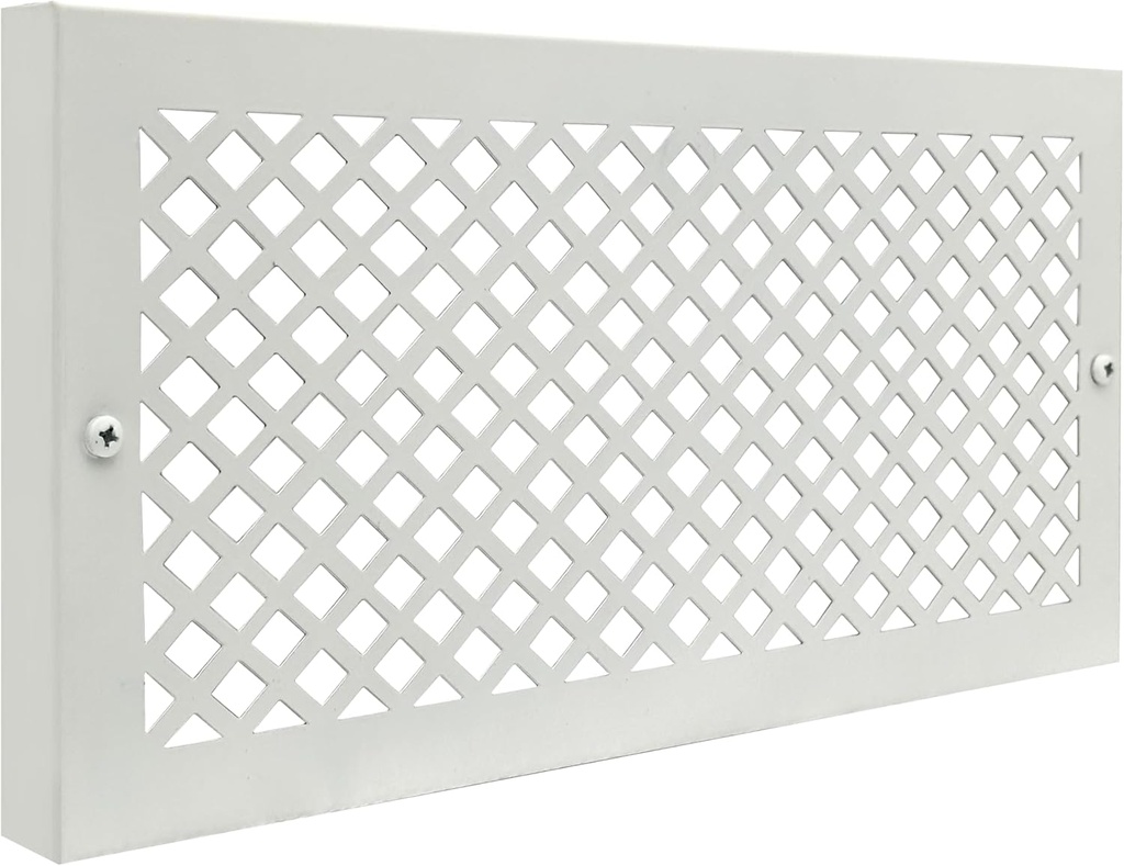 12" x 6" Lattice Design Baseboard Grill in Glacier White - Decorative Air Vent Covers- Baseboard Grill 12" x 6" Duct Opening