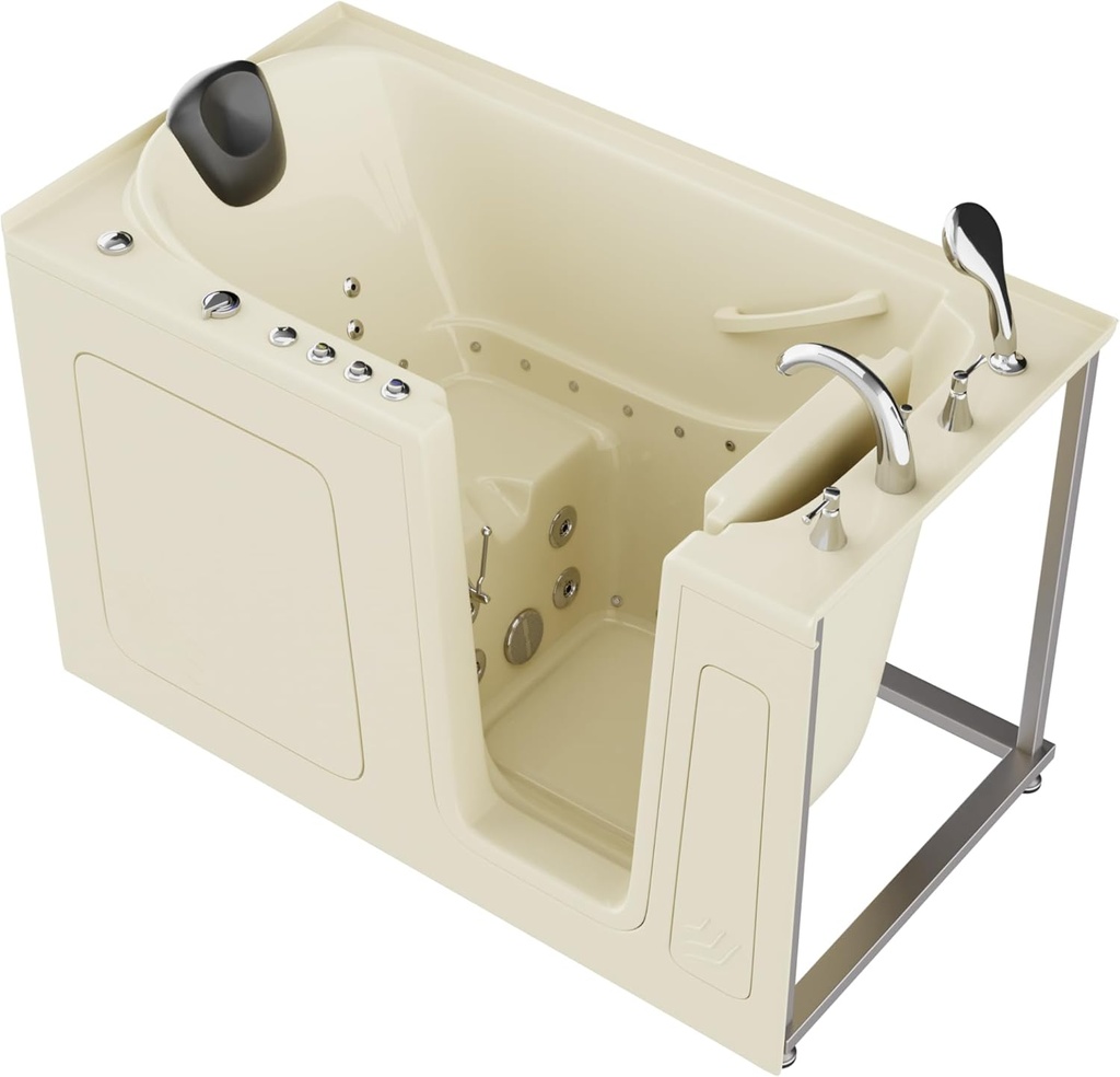 ANZZI Tubs Series Right Drain Quick Fill Walk-In Whirlpool and Air Tub with Powered Fast Drain in Biscuit Finish 32 in. x 60 in. | AMZ3260RBD