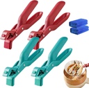 Hot Plate Grippers, Hot Plate Gripper Lifters Tongs, Multi-function Anti-Scald Bowl Clip,Silicone Non-slip Hot Dish Plate Holder,Microwave Oven Cooking,Kitchen Utensil for Bowls,Pans,Dishes (Mix*4)