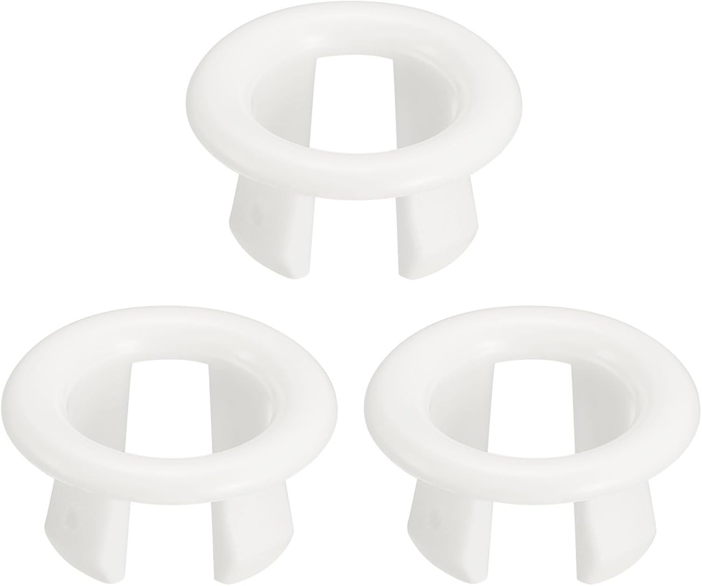 uxcell Sink Trim Overflow Cover, 3Pcs Sink Overflow Rings Bathroom Kitchen Basin Drain Cover Hole Insert in Round Caps, White