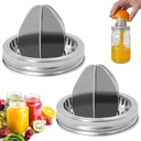 Mason Jar Stainless Steel Juicer Lid Wide Mouth 2 Pieces Mason Jar Juicer Lid Stainless Steel Manual Citrus Lemon Juicer Lid Home Accessories