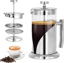 SOTECH French Press Coffee Maker Stainless Steel Insulated Easy Clean Multifunctional, 3 Layers of Filtration Minimalist Design(1L)