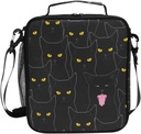 Funny Animal Cat Pattern Lunch Bag Box Insulated Cooler Lunch Tote Bag Meal Organizer with Shoulder Strap for Women Girls Boys School
