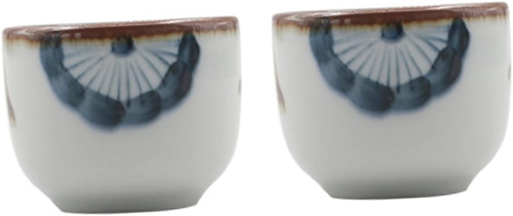2Pcs Glazed Sake Cup Elegant Floral Pattern Japanese Style Cup for Sake Tea and Water Microwave for Entertaining and Personal Parties