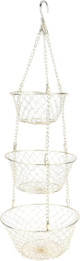 3 Tier Hanging Basket, Heavy Duty Wire Organizer Wire Hanging Baskets Vegetable Basket Organizer Space Saving Kitchen Storage