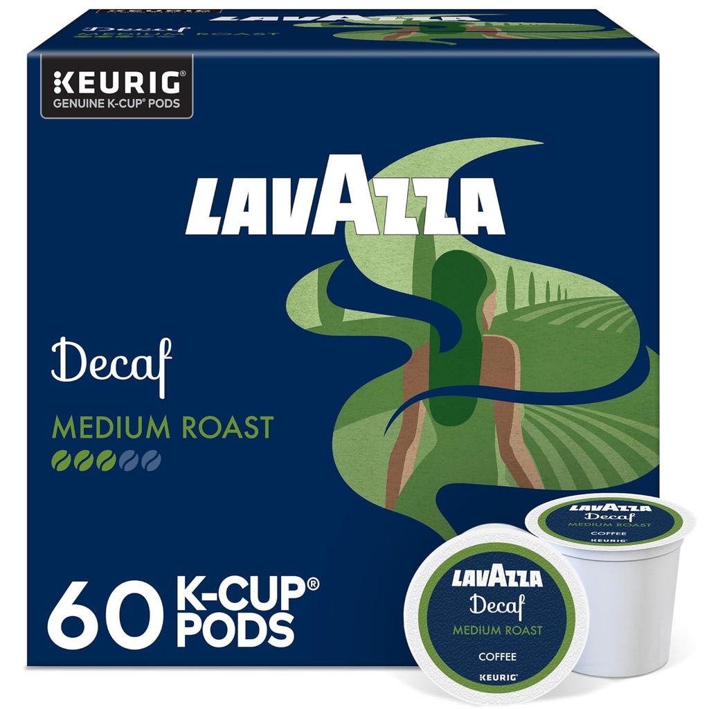 Lavazza Decaf, Single-Serve Keurig K-Cup Pods, Medium Roast Coffee, 60-Count Box (6 Packs of 10)