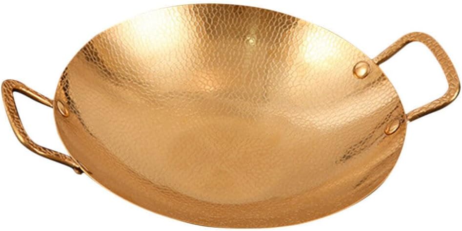 STOBAZA 1pc Stainless Steel Double Handle Dry Pot for Seafood Hot Pot Korean Bbq Cooking Pan Kitchen Cookware for Family Gatherings and Hotel Barbecues