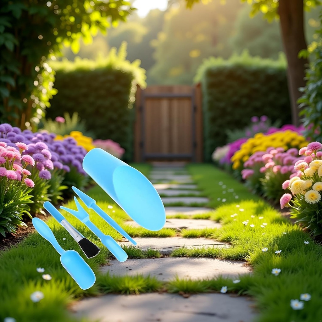 5 Pcs Blue 22.5cm/8.86'' Gardening Tools Set, Miniature Shovel Brush Widger, Succulent Planting Helper, Garden Tool Sets, Hand Tools
