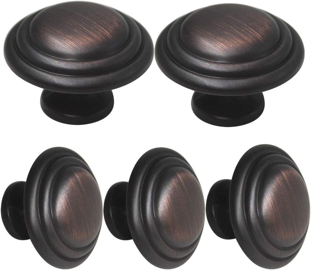 Gobrico 1-3/8 Inch Round Cabinet Knobs Oil Rubbed Bronze Top Ring Handles Bifold Kitchen Wardrobe Drawer Pulls 5 Pack