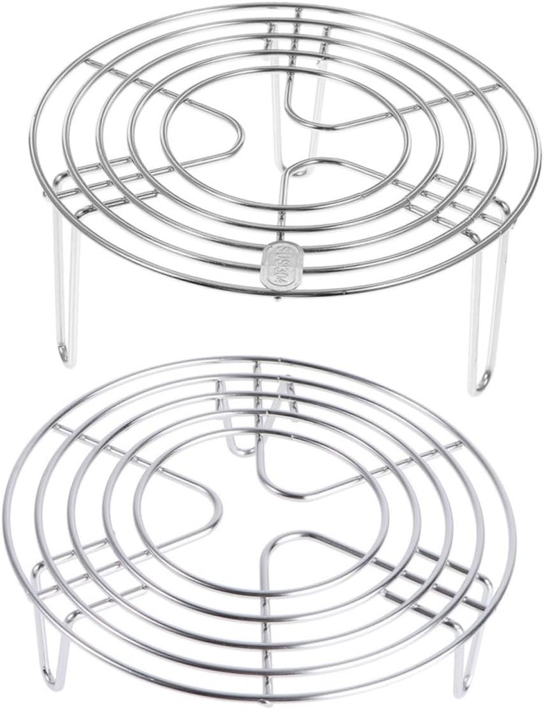 2pcs Stainless Steel Steaming Rack Multi-purpose Kitchen Food Steamer Rack for Eggs Vegetables Seafood Lightweight and Sturdy Design for Home Restaurant Use