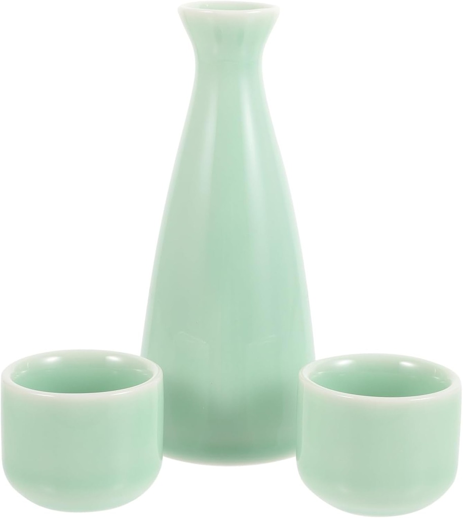 Veemoon Traditional Japanese Sake Set with Ceramic Bottle and Cups Elegant Design for Sake Lovers Weddings and Special Occasions