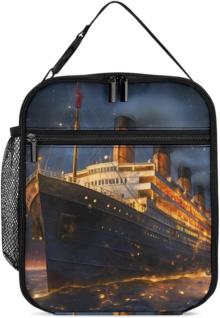 Titanic Cruise Ship Voyage Insulated Lunch Bag Reusable Lunch Box Portable Tote Bag for Men Women, 27.5X20cm