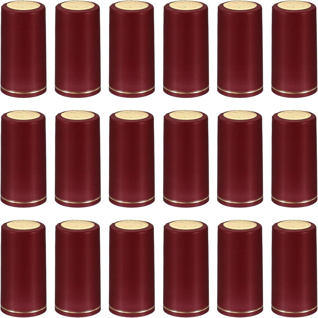 PATIKIL PVC Heat Shrink Cap with Tear Tab for Wine Bottle, 120 Pcs 30x60mm Wine Shrink Wrap Seals Sleeves Caps Shrink Top Cover Line for Wine Cellars Home Kitchen Use, Red