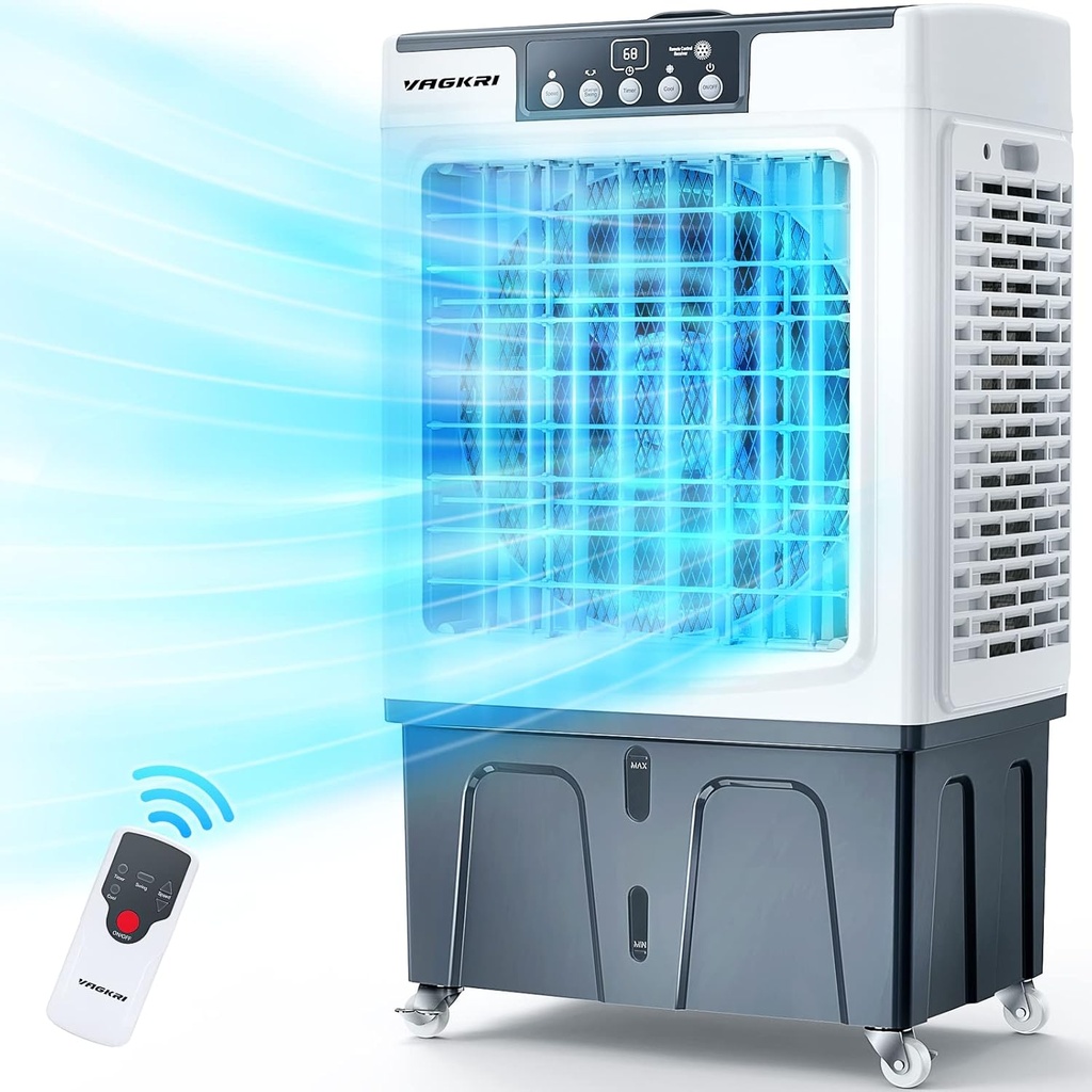 VAGKRI Swamp Cooler, 3100CFM Evaporative Air Cooler with 3 Modes & Wind Speeds, 120°Oscillation, 24H Timer, Portable Outdoor Air Conditioner with Auto Fill for Patio Garage Commercial Use, 12 Gallon