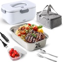 Meng Ke'en Electric Lunch Box 80W/2L Detachable Stainless Steel Container 12V/24V/110V Electric Lunch Box Portable Food Warmer (White Single Compartment)