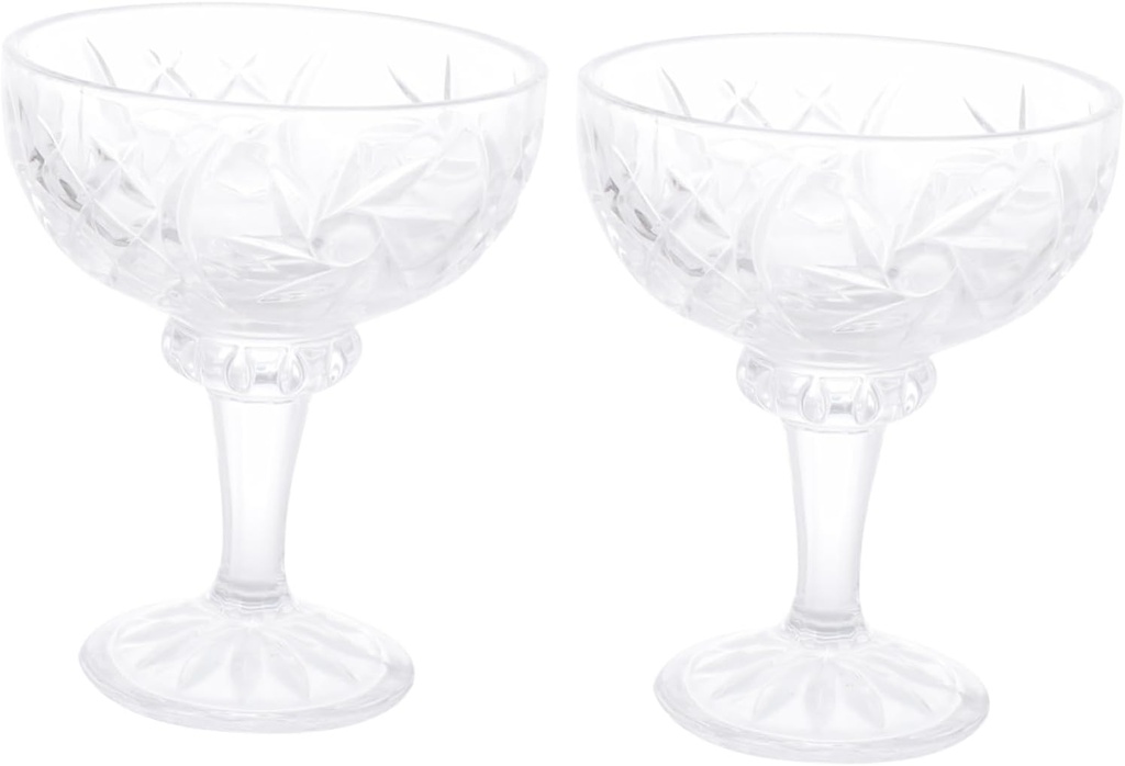 Ciieeo Dessert Goblets Set 2 Piece Clear Glass Ice Cups for Soda Small Desserts Cocktails Fruit Salad Serving