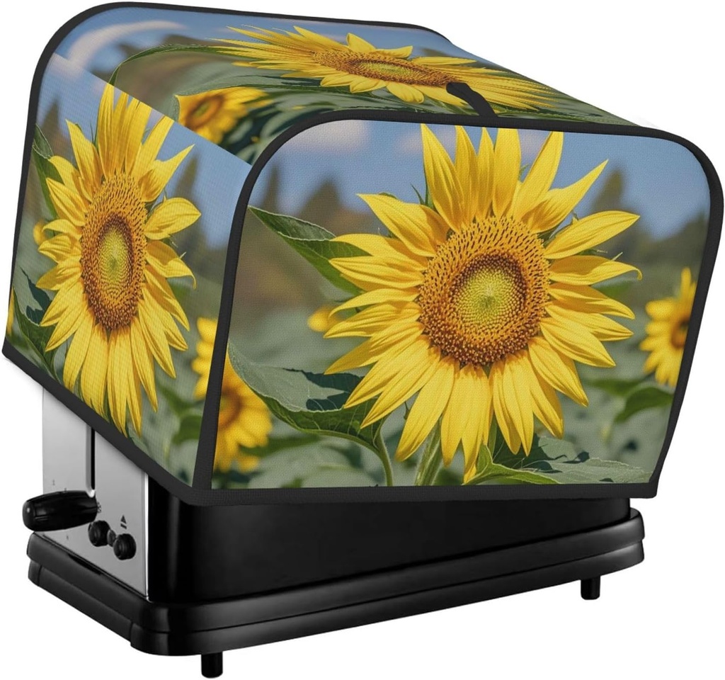 Toaster Cover 2 Slice Appliance Cover Toaster Dust Cover Golden Yellow Sunflower Toaster Cover Super Soft Kitchen Small Dust Covers Bread Machine Covers with Pockets 14.4" x 8.3" x 10.6"