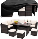 Patio Furniture Set, 7 Pieces Outdoor Patio Furniture with Dining Table&Chair, All Weather Wicker Conversation Set with Ottoman,Brown Rattan & Ivory Cushions (Include Sofa Dust Cover)