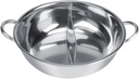 Thick Stainless Steel Hot Pot with Two Flavor Separation 27/29/31cm [29cm-Silver]