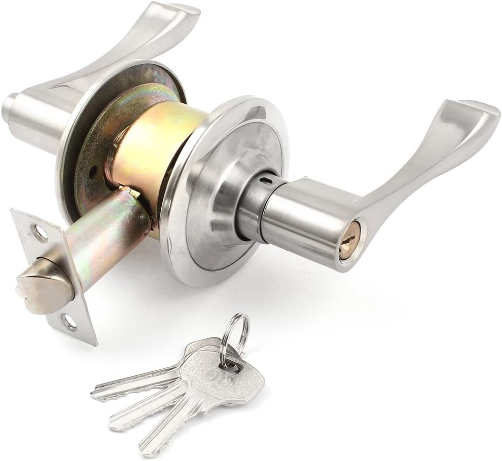 Bathroom Bedroom Door Hardware & Locks Metal Left Hand Privacy Lever Handle Lock Knob w Keys for 70mm Door Levers Thickness Door