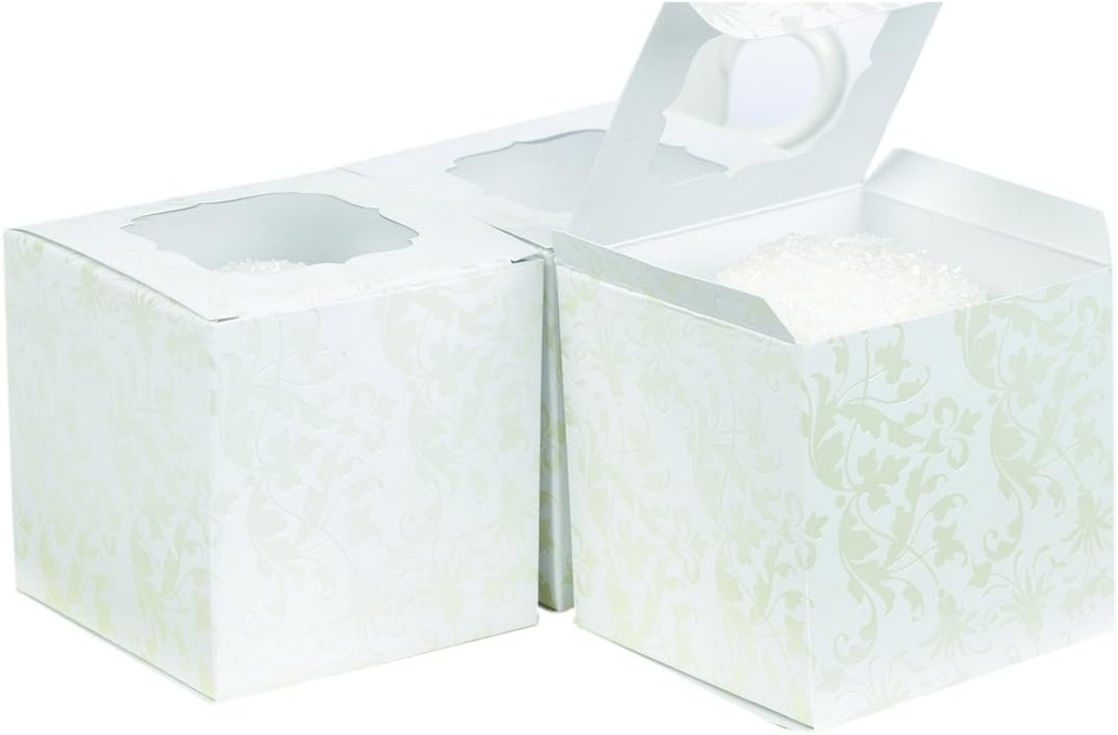Hortense B. Hewitt Wedding Accessories Cupcake Boxes, Pearl Flourish, Pack of 24