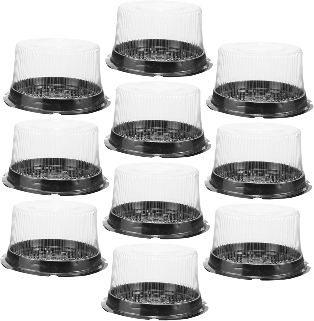 PRETYZOOM 10Pcs Plastic Cake Containers with Lids Cake Carrier Boxes for Wedding Shower Party Festival Clear Pet Packaging and Easy to Assemble