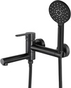 Matte Black Wall Mount Bathtub Faucet with Hand Shower,Tub Shower Faucet with Lengthened Folding Spout,KHSB05U