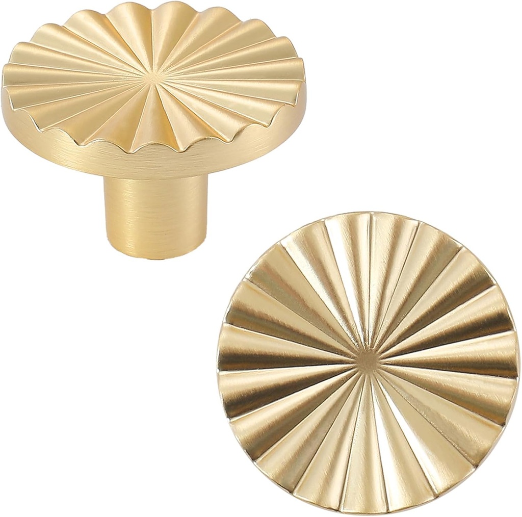 6 Pack Gold Kitchen Cabinet knobs and Pulls - Brushed Gold Zinc Cupboard Drawer Handles for Dresser Drawers