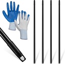 4 Pcs 53. 7 Inch Rake Handle Replacement Lightweight Dethatcher Rake Fiberglass Handle with Silicone Gloves for Gardening, De-Thatching or Landscaping, 0. 93 Diameter, Black