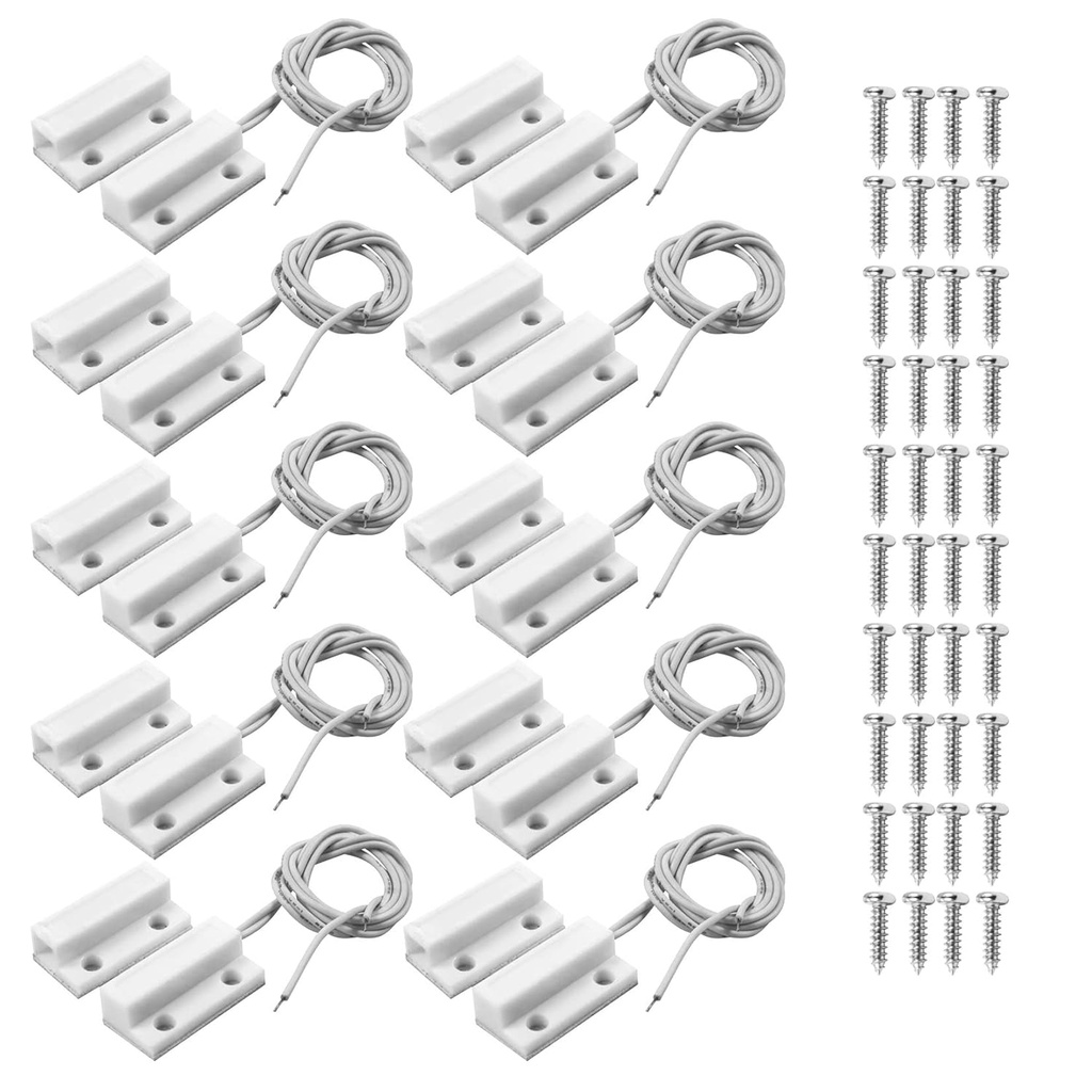 MC-38 Surface Mount Wired NC Door Sensor Alarm Magnetic Reed Switch White 10 Pair