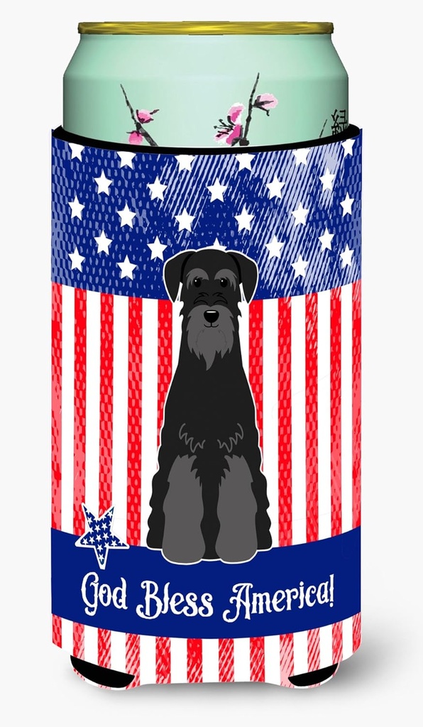 Caroline's Treasures BB3027TBC Patriotic USA Standard Schnauzer Black Tall Boy Hugger Can Cooler Sleeve Hugger Machine Washable Drink Sleeve Hugger Collapsible Insulator Beverage Insulated Holder