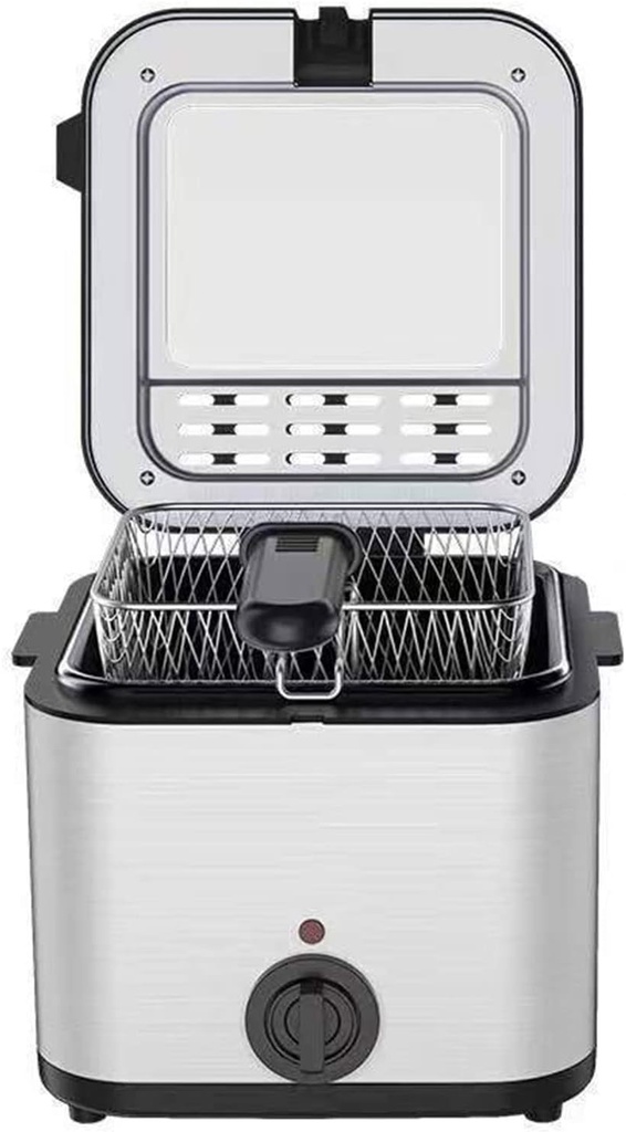 Deep Fryer with Basket,Stainless Steel Electric Fryer with 2.5L Oil Container and Temperature Controller for Fried Chicken,Tempura,French Fries,Fish and Onion Rings,Silvery