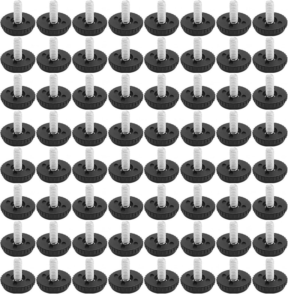 64 Pcs 1/4-20 Stainless Steel Adjustable Furniture Levelers Screw in Threaded Leveling Feet for Furniture Glide Leveling for Table Chair Cabinet Legs