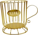 Generic Coffee Pod Holder Coffee Pod Organizer Multifunctional Container Capsule Storage Basket for Hotel Cafes Kitchen Decor, Gold Large