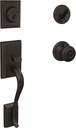 Schlage F60 V ADD 716 GEO Addison Front Entry Handleset with Georgian Knob, Deadbolt Keyed 1 Side, Aged Bronze