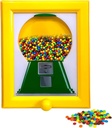 Candy Dispenser Picture Hanging Candy Frame, Gumball Machine In A Frame, Handy Fast Distribution Candies, Nuts, Dog & Cat Treats, Suitable For Birthday & Holiday Gifts (Yellow)