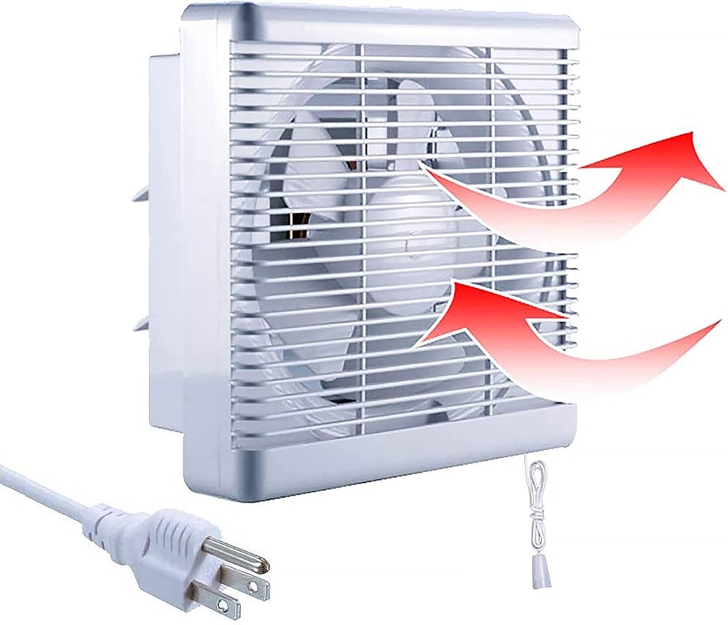 SAILFLO 7.7 x 7.7 Inch Cutout Window Shutter Exhaust Fan with Reversible Airflow, 145CFM 25W Wall-Mounted Quiet Ventilation Fan Air Intake Extractor for Bathroom Home Bedroom Attic, φ6 Inch Impeller