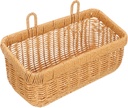 Large Woven Hanging Basket Lightweight Wall Storage Organizer for Kitchen Pantry Rustic Rattan Style Multi Purpose Wall Mounted Basket for Ginger Garlic Onion Fruit and Flower