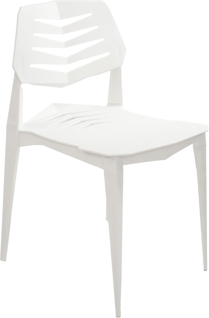 Sunnydaze Plastic Outdoor Dining Chair - Matisse Polypropylene All-Weather Patio Chair for The Kitchen, Porch, or Deck - White