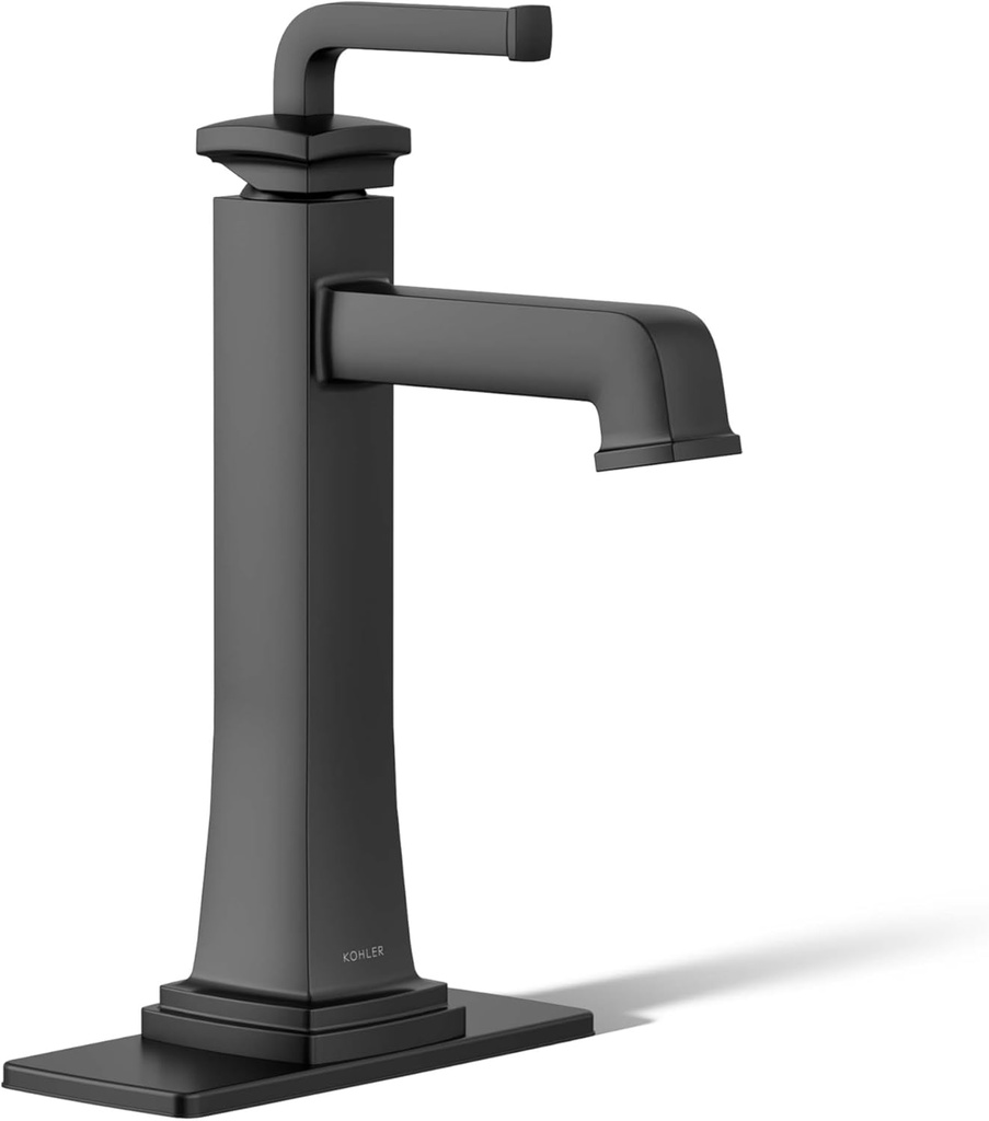 KOHLER 26430-4K-BL K-26430-4K-BL Riff Tall Single-Handle Bathroom Sink Faucet, 1.0 gpm, Matte Black